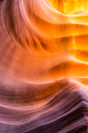 Details of the sandstone formations of Antelope canyon in Arizona with various hues of colors.の写真素材