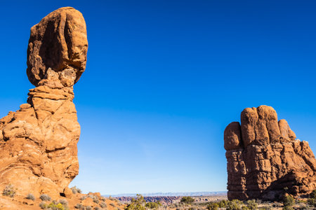 Balanced Rock in Arches National Park in the state of Utah in the United States.