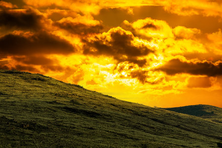 Sunrise over the wilderness landscape of Arizona in the Aqua Fria National Monument.の写真素材