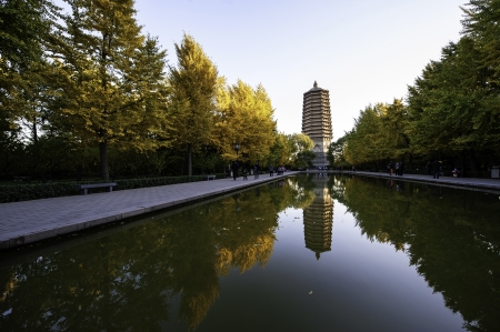 The Linglong tower under the sunshine in Beijing, China のeditorial素材