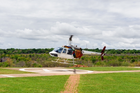The helicopter in Victoria Falls of Zimbabwe.のeditorial素材
