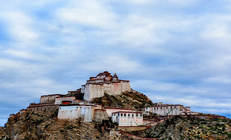 The clouds covered famous Gyantse fort in Tibet of China.のeditorial素材