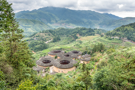 14 AUG 2016, the earth castle (building) which was built in YUAN dynasty (AD 308-338) in Nanjing county of Fujian province, China.のeditorial素材