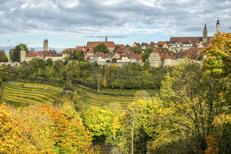 The bird's eye view of Rothenburg town in Germany.の写真素材