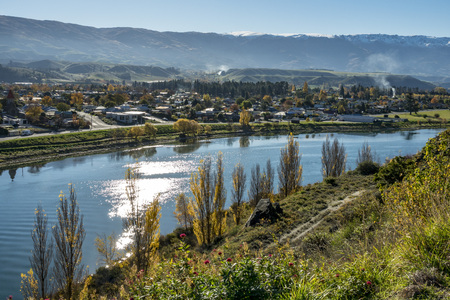 The colourful Autumn view of  Arrow town in south island of New Zealand.の写真素材