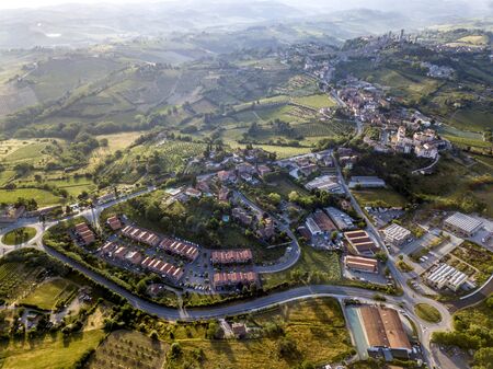 The bird's eye view of the  San Gimignano, Siena of Italy.