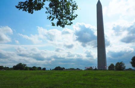Washington, USA, Washington Monument on a cloudy dayのeditorial素材