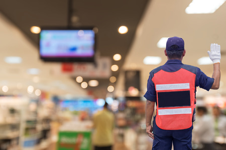 Security guard in shopping mallの写真素材