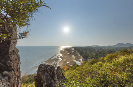 Top View Landscape Mountain of a Tropical Sea Beach Bayの写真素材