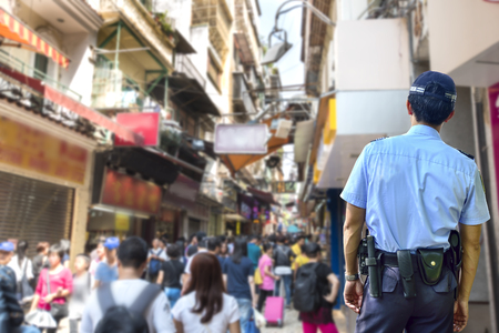Security guard in outdoor market