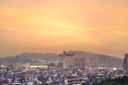 Macau city view from Above at twilightの写真素材