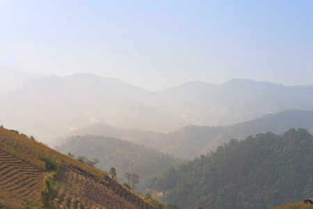 smoke fire in Nort Thailandの写真素材