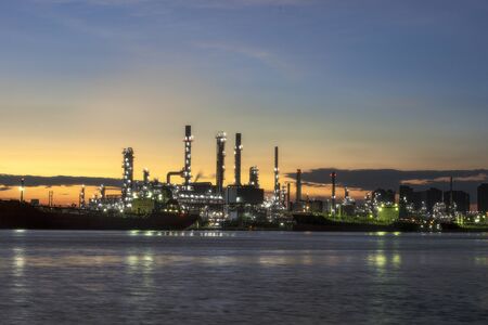 Bangchak Refinery View of Chao Phraya River Samut Prakarn Province Morningの写真素材