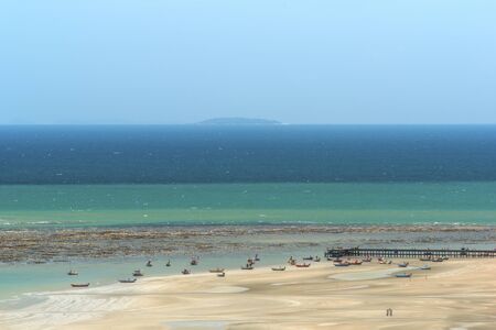 Boat on The chaolao Beach in Chanthaburi Province Thailandの写真素材