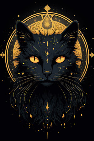 Mystical  Cat with Ornate Gold Detailsの素材