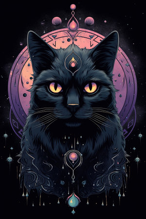 Mystical  Cat with Ornate Gold Detailsの素材