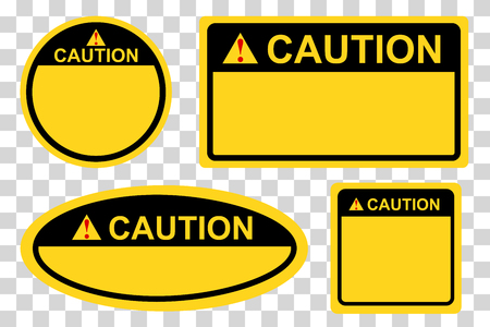 vector circle,rectangle, square and oval yellow and black blank caution signのイラスト素材