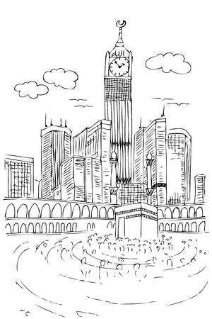 vector sketch of Kaaba in Mecca Saudi Arabia&#xA;の写真素材
