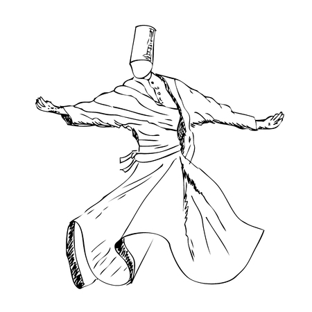 vector sketchy sufi dancer, turkeyの写真素材