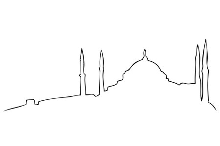 Manual Hand Draw Sketch outline Mosque Dome and towerのイラスト素材