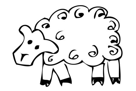 Simple Manual Hand Draw Outline Sketch of sheep&#xA;のイラスト素材