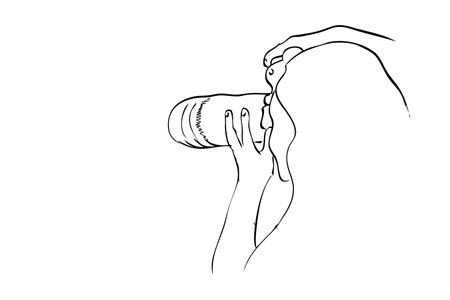 Woman Photographer Take a Picture, using dlsr, tele lens attatched, simple vector manual hand draw sketch&#xA;のイラスト素材