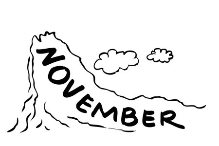 Simple Vector Hand Draw Sketch Lettering, Hello November&#xA;のイラスト素材