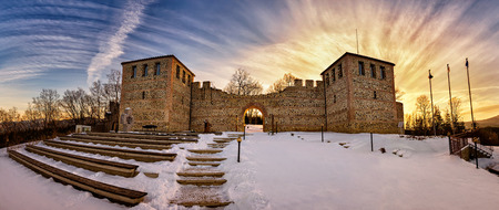 Panoramic view of the ancient fortress Tzari Mali Grad near Belchin, Bulgariaのeditorial素材