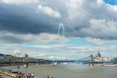BUDAPEST, HUNGARY, JULY 1, 2 - 2017 - Red Bull Air Race in the center of Budapest, Hungaryのeditorial素材
