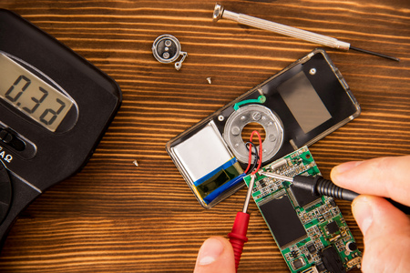 Radioelectronic Testing Set for soldering wire and shrink soldering tube with solder next to...