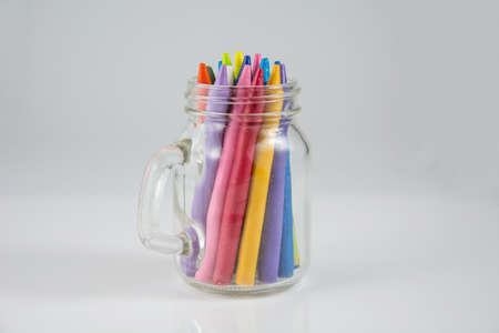 Color crayon glass bottlesの写真素材