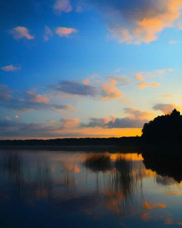 Watercolor and oil painting nature landscape, famous travel and touristic place, outdoor vacation trend print for poster, paper, textile or canvas. Modern fine arts design wallpaper. Wall art drawingの写真素材