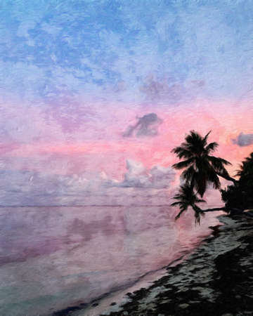 Nature landscape painting in oil pictorial art, famous travel and tourism place, outdoor vacation trend print for poster, paper, textile or canvas. Modern fine arts design wallpaper. Wall art drawingの写真素材