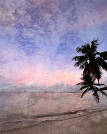 Nature landscape painting in oil pictorial art, famous travel and tourism place, outdoor vacation trend print for poster, paper, textile or canvas. Modern fine arts design wallpaper. Wall art drawingの写真素材