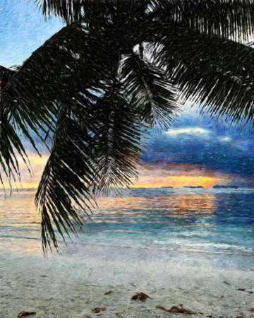 Nature landscape painting in oil pictorial art, famous travel and tourism place, outdoor vacation trend print for poster, paper, textile or canvas. Modern fine arts design wallpaper. Wall art drawingの写真素材
