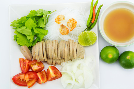 Thai salad ingredient isolated on white background