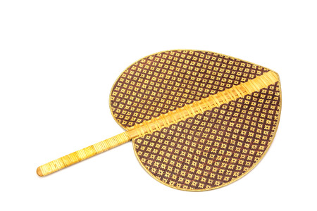 Thai weaved bamboo fan isolated on white background