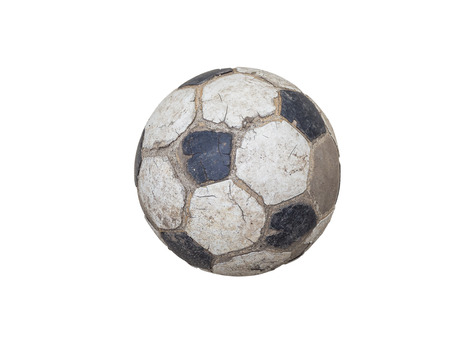 Old  Soccer Ball Isolated on White Backgroundの写真素材