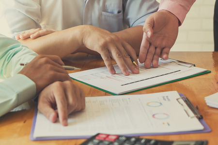 Business and finance concept of office working, Businessmen discuss analysis chart, Vintage effect