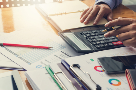 Business and finance concept of office working, Businessman working with analysis chart, Vintage effectの写真素材