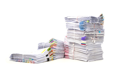 Stack of business document papers  isolated on white background