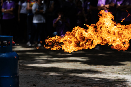 Closeup Fire flames on black background.の写真素材