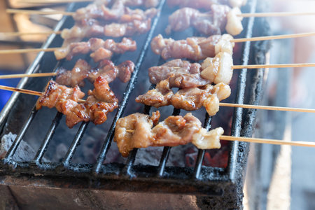 Thai style Barbecue pork,Thai Traditional Food,Street foodの写真素材