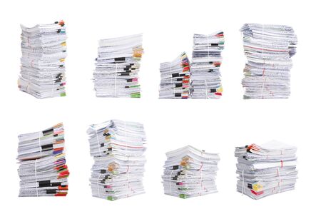 Set of Stack business papers isolated on white backgroundの写真素材