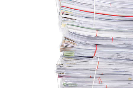 Stack of business papers isolated on white background