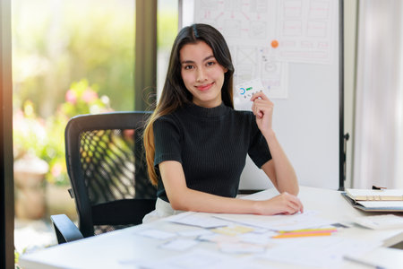 User experience user interface concept, ux ui Graphic designer creative sketch breif user experience interface color planning application process development prototype wireframe for web mobile phoneの写真素材