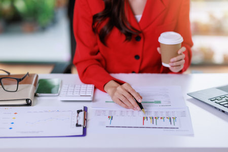 Concept of business office woman working,Closeupの写真素材