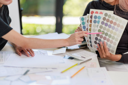 User experience user interface concept, ux ui Graphic designer creative sketch breif user experience interface color planning application process development prototype wireframe for web mobile phoneの写真素材