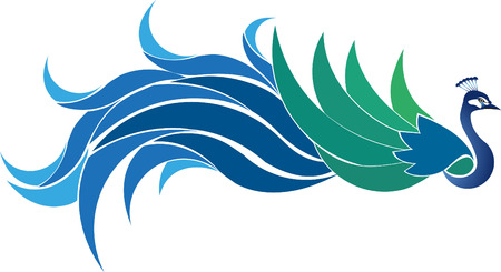 Vector illustration peacock with tail extends to the rearのイラスト素材