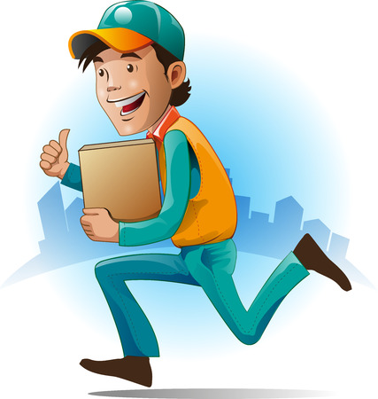 vector illustration of mascot courier service.のイラスト素材